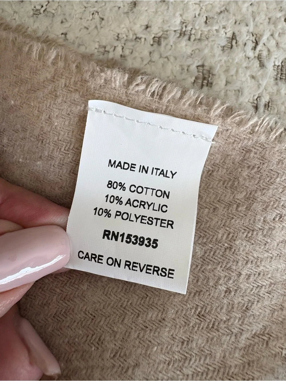 Made in Italy Cream & Blush Decorative Throw Blanket